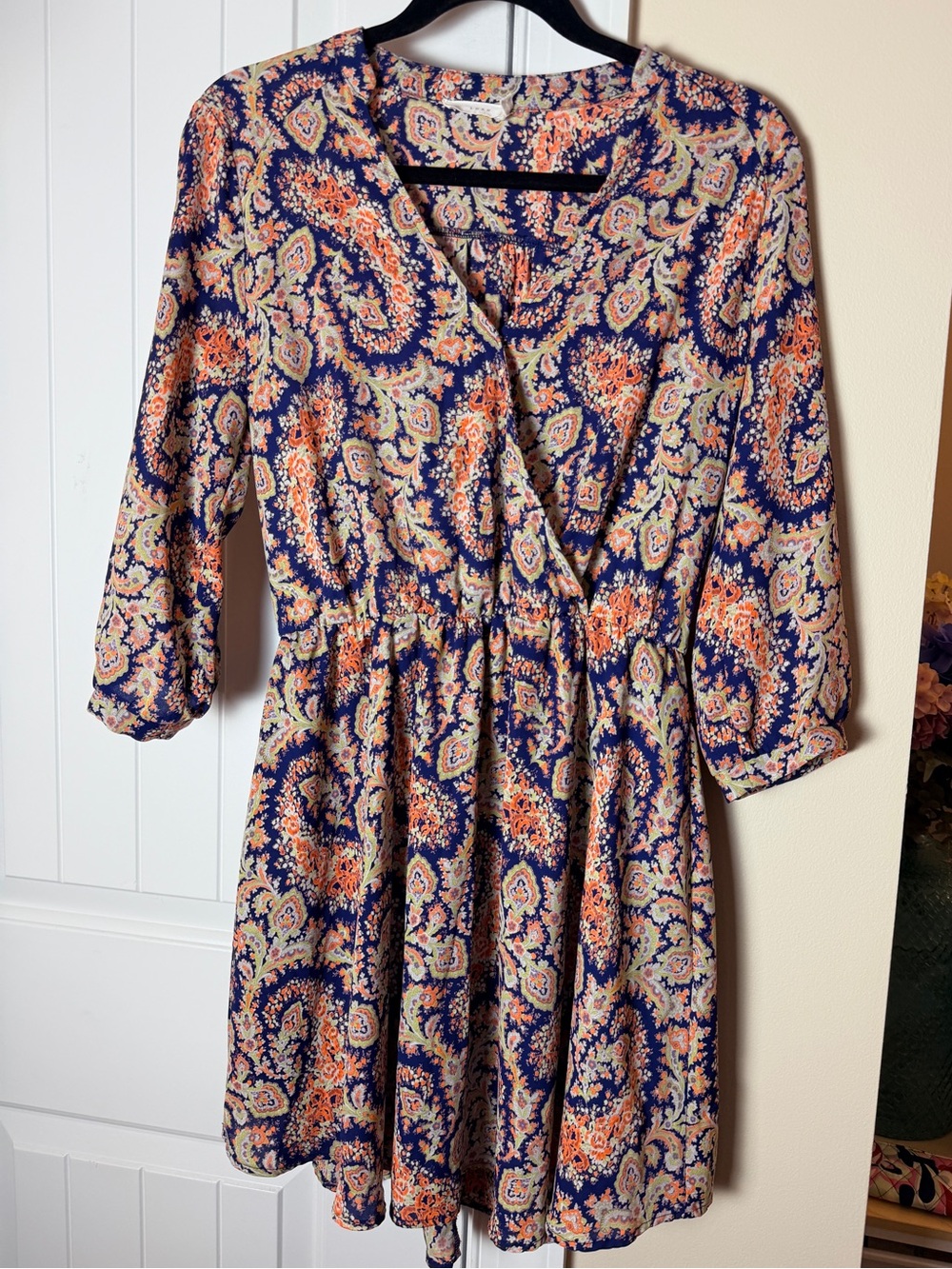 Lush Navy and Orange Paisley Dress